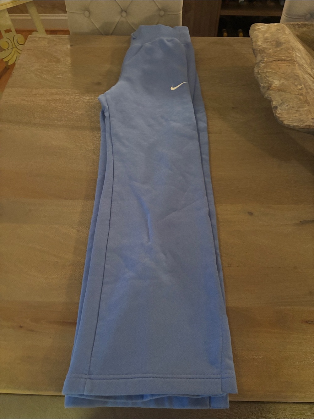 Nike Womens Light Blue Fleece Wide Leg Sweatpants